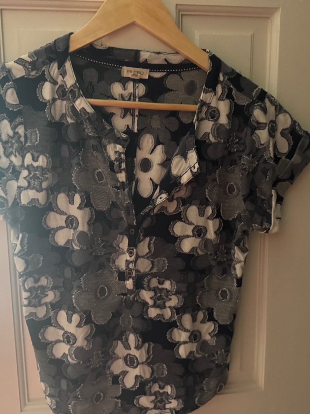 Anthropologied Pilcro Navy,White  & Gray Henley T shirt Size Medium